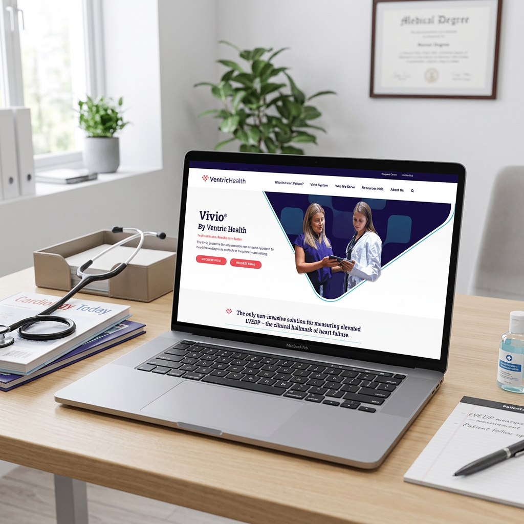 Ventric Health website on laptop screen